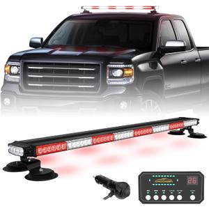 XRIDONSEN 37 inch 104 LED Roof Top Emergency Lights Red White Emergency Firefighter Strong Magnetic Strobe Light Bar Warning Hazard Flashing Safety First Responder for Vehicles POV Fire Trucks Pickup