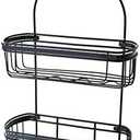 Splash Home Bathroom Door or Hanging from Shower Head Caddy with Two Basket Organizers Plus Dish for Storage Shelves for Shampoo, Conditioner Soaps, 24 x 15 x 12 Inches Black