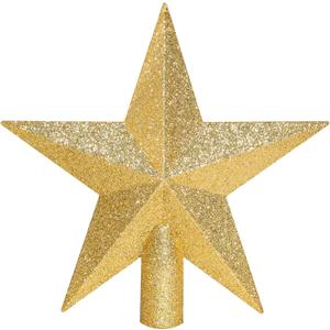 Annecy Christmas Tree Topper - 8" Gold Star Tree Topper, Glitter Shatterproof Christmas Tree Decoration