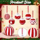 6 Pcs Red Crochet Christmas Balls Ornaments 2.76" Stable Rustic Sweater Ball for Christmas Tree Knitted Xmas Farmhouse Hanging Decorations Party Gifts