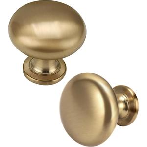 Solid Brass Cabinet Knobs 15 Pack, Brushed Gold Drawer Knobs, Antique Brass Dresser Knobs, Warm Gold Kitchen Furniture Hardware, Diameter 1-1/5"