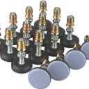 Furniture Leveler PTFE(Teflon) Bottom(28mm Base),Threaded Shank(1/4-20) Adjust Pads,Table/Chair/Cabinet/Sofa Medium Adjustable Legs Leveling,Nuts Installation and Floor Protection(16 Pack)
