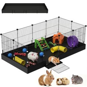SNAAT Guinea Pig Cages DIY Small Animal Playpen with Waterproof Liner, Expandable Cage for Guinea Pigs, Metal Wire Yard Fence Rabbit Cage