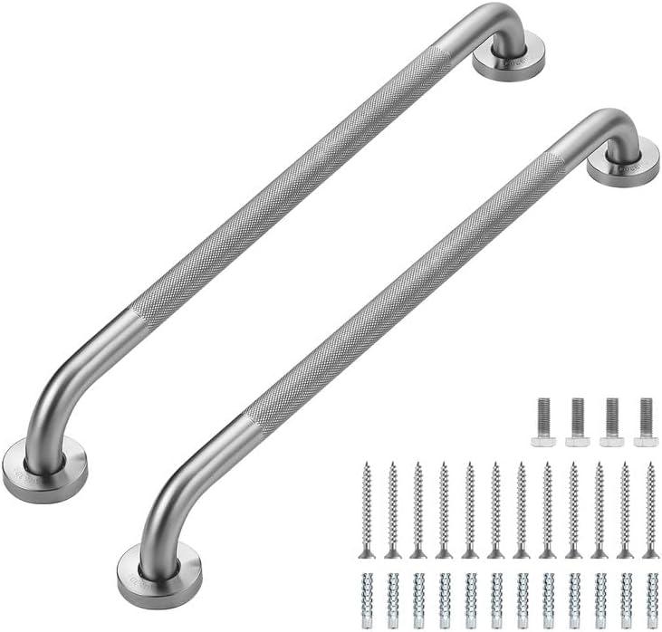 Grab Bars for Shower, 2 Pack 24-Inch Anti Slip Shower Handles for Elderly, Safety Shower Grab Bar, Stainless Steel Handicap Grab Bars for Bathroom,Toilet (Brushed Nickel, 1" Diameter)