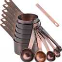 Measuring Cups and Spoons Set 14, Copper Measuring Cups and Spoons Set for Dry & Liquid, Metric & US Stainless Steel 6 Measure Cups and 7 Spoons Set w/Leveler for Kitchen & Baking