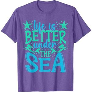 Mermaid Life Under the Sea Vacation Marine Biologist T-Shirt, Large