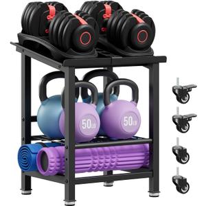 Adjustable Dumbbell Stand, Dumbbell Rack with Wheels, 500LBS Capacity