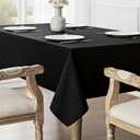 Veblandy Rectangle Tablecloth Waterproof 60x104 inch Linen Textured Table Cloth Stain and Wrinkle Resistant Washable, Decorative Fabric Table Cover for Dining, Party and Camping, Black