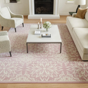 Nourison Jubilant Floral Ivory/Pink 6' x 9' Area-Rug, Easy-Cleaning, Non Shedding, Bed Room, Living Room, Dining Room, Kitchen (6x9)