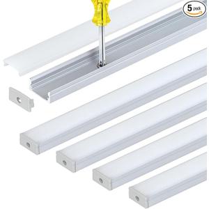 Armacost Lighting LED Tape Light Mounting Channel, Easy Surface Mount, Silver, with Pre-Drilled Holes, 6-Pack 960057N