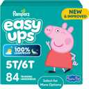 Easy Ups Girls & Boys Potty Training Pants, Size 5T-6T, 84 Count, Peppa Absorbent Training Underwear, Up to 100% Leakproof Day and Night, Hypoallergenic