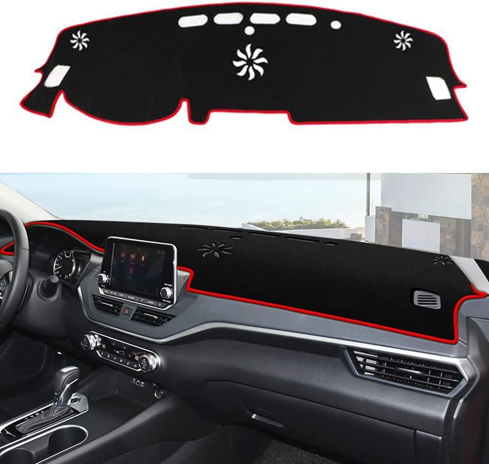 Dashboard Cover Dash Cover Mat Pad Carpet Custom Fit for Nissan Altima 2019 2020 2021 2022 Accessories Anti-Skid Center Console Protector Cover Mat(Red Edge)