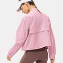Locachy Women's Lightweight Zip Up Athletic Jacket Stand Collar Windproof Sun Protection Workout Outdoor Jacket (Pink, S)