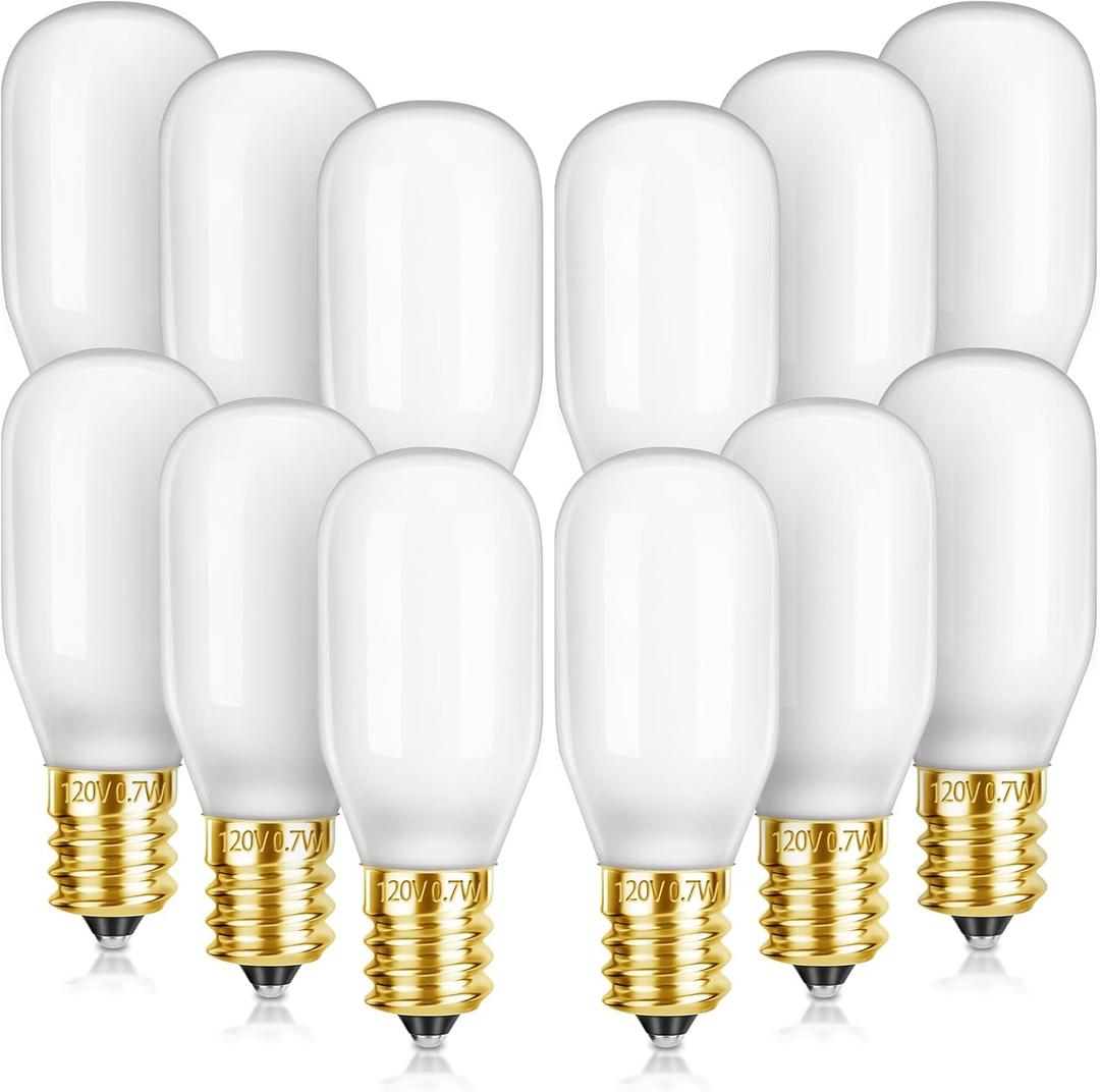 12PCS Christmas Village Light Bulbs E12 Base T20 LED Christmas Village Replacement Light Bulbs Accessory for Christmas Village Lights Christmas House Replacement Bulbs Accessories (Gold Base)