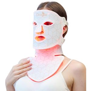 K11 LED Red Light Therapy Face Mask & Neck | 7-Color Light Modes + Near-Infrared | 5 Timers & 3-Speed Settings| Portable Foldable Design for Home & Travel Skincare