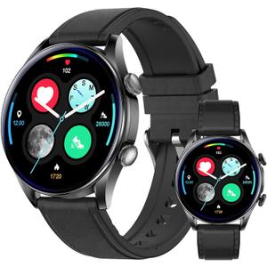 Smart Watch for Men Women, 1.39" Round GPS Watcher with 100+ Sports Modes, Blood Pressure/Heart Rate/Blood Oxygen/Sleep Monitor, IP67 Waterproof Smartwatch for Android iOS (Black)