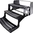 Lippert 24" Radius Triple Manual RV Steps, 9" Rise for 5th Wheel RVs, Travel Trailers and Motorhomes, Anti-Slip Stepping Surface - 1774401