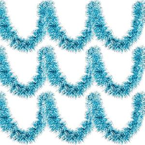 Waydress Christmas Tinsel Garland Xmas Hanging Metallic Shiny Tinsel Wreath Christmas Tree Decor for Home Indoor Outdoor Holiday Party Embellishments (39.4 Feet, Light Blue)