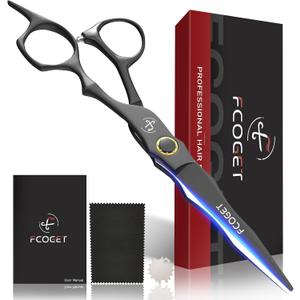 Professional Barber Hair Cutting Scissors Shears Right Hand - 6.8" HIGH-END Extremely Sharp Haircut Scissors Professional Hairdressing Shears 440C Stainless Steel for Salon Home Stylists (Black)