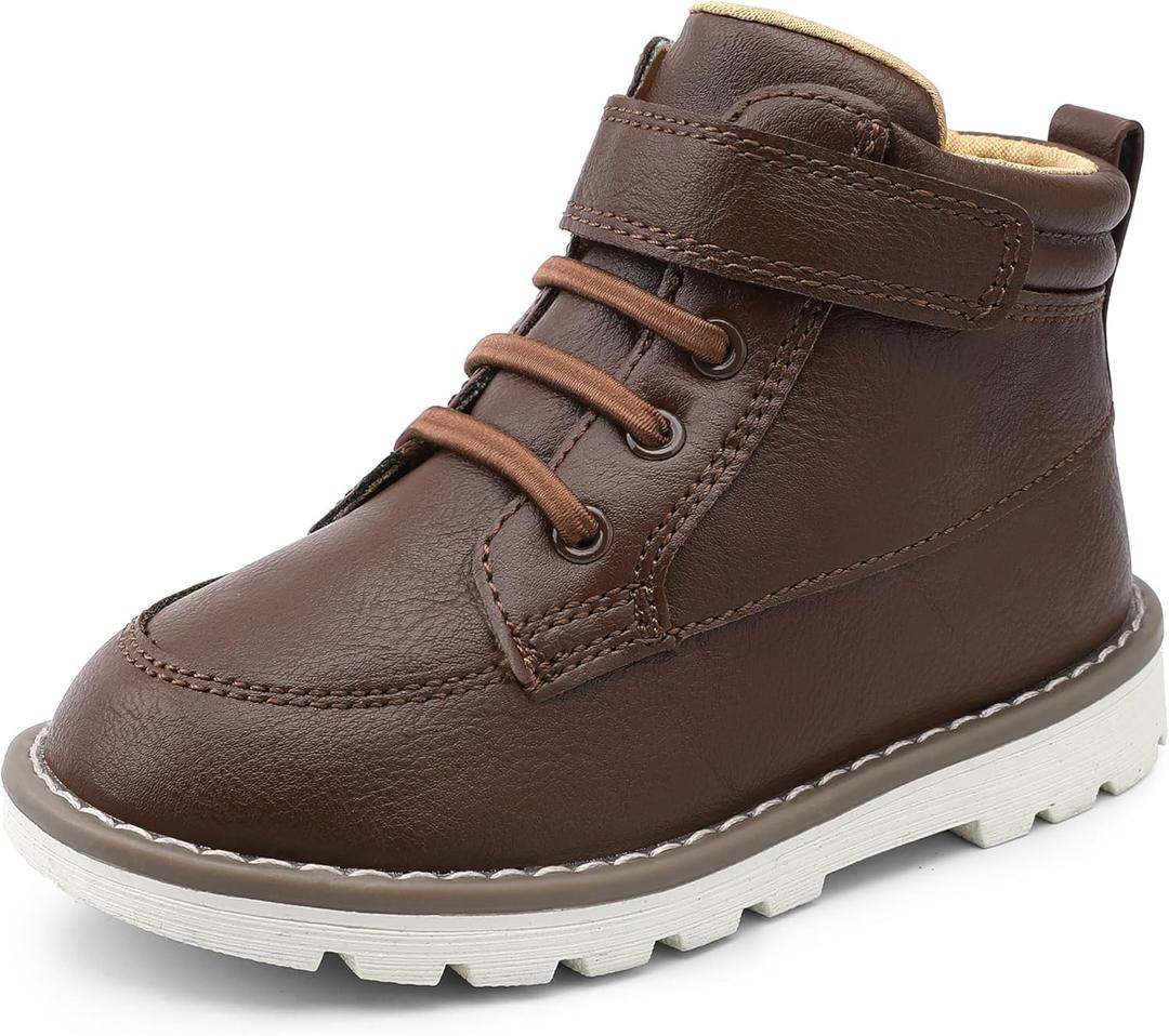 HOMEHOT Boys Fashion Boots High Top Sneakers Faux Leather (toddller/littile kids) (11 Little Kid, Brown)