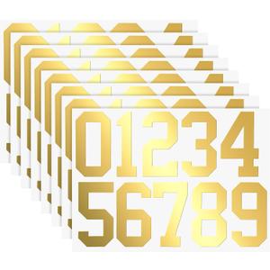 TaoBary 8 Sheets Mailbox Numbers Stickers Waterproof Vinyl Number Stickers Self Adhesive 0-9 Vinyl Decals for Car/Home/Residence(6 Inch,Gold)