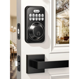 Zowill Keyless Entry Door Lock with 2 Lever Handles, Zowill Electronic Keypad Deadbolt, Auto-Locking, Anti-Peeping Password, Digital Code Door Lock, Front Door Handle Sets, Matte Black