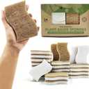 Biodegradable Natural Kitchen Sponge - Compostable Cellulose and Coconut Walnut Scrubber Sponge (24 Pack)