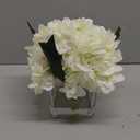 Silk Hydrangea Artificial Flowers in Vase with Faux Water, Silk Flower Arrangements in Vase for Wedding, Dining Table, Living Room (Cream White)