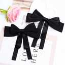 2 PCS Hair Bows for Women Silky Satin Hair Clips Black Large Bows Metal Clips Hair Bows for Women & Girls Hair Accessories Aesthetic Ponytail Holder