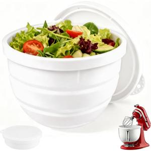 Foldable Silicone Bowl Liners for KitchenAid Tilt-Head 5QT Mixer,Mixing Bowls Insert with Lids，Dishwasher-Safe Food-Grade for Stand Mixer Accessories and Attachments(White, 1 included)