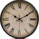 Yesland 11'' Wall Clock - Silent Non Ticking - Quality Quartz Retro Design with Roman Numerals, Easy to Read for Home Office School Clock (Brown)