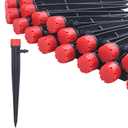 50pcs Drip Emitters for 1/4" Drip Irrigation Tubing, Adjustable 360 Degree Water Flow Drippers on 5" Arrow Stake, Garden Irrigation Drippers for (4-7mm) Watering System