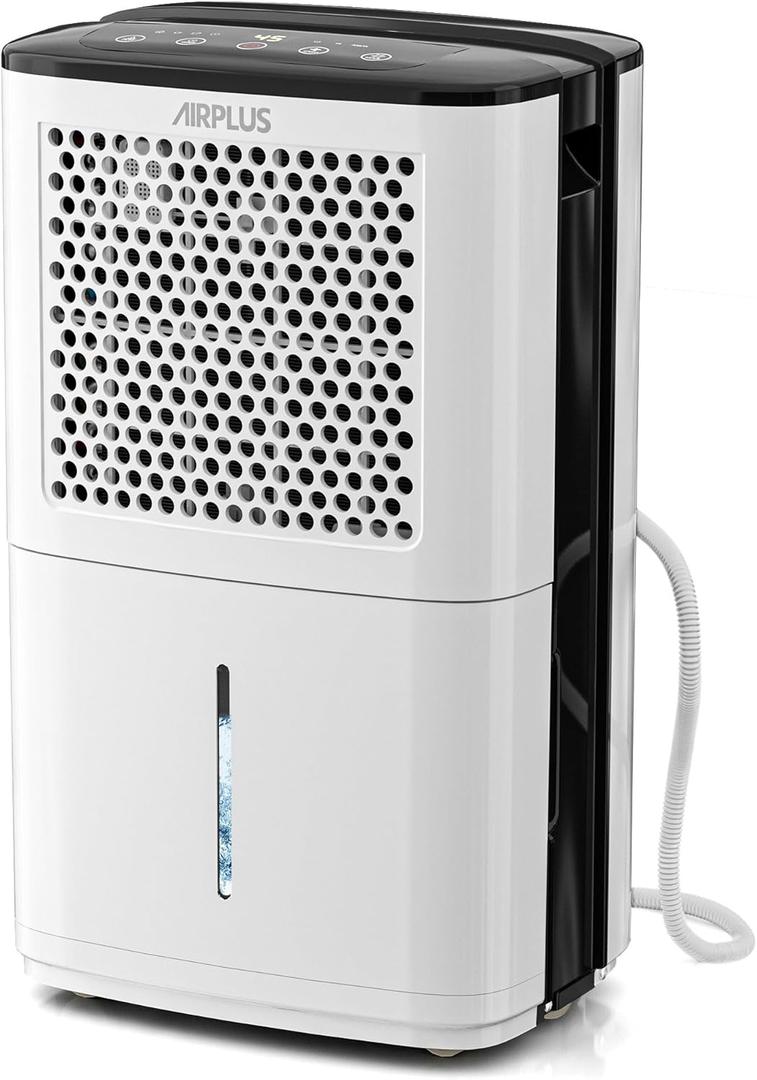AIRPLUS 5,000 Sq.Ft Max 80 Pint Dehumidifier for home, Dehumidifier for Basements with Drain Hose and 4 Modes Operation Auto Shut-off, Humidity control, 24H Timer, Silent