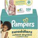 Pampers Swaddlers Disposable Baby Diapers Size 8, 76 Count with Sensitive Water Based Baby Wipes 4X Pop-Top Packs (336 Count)