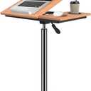 wishacc Rolling Desk Adjustable Height, Mobile Standing Desk on Wheels, Small Portable Sit Stand Laptop Cart, Wood Computer Desk with Cup Holder for Home Office (Extra Large) | XL Bamboo Top, Large Compact Surface, Gas Spring Lifting System, 5-Position Tilting, 4 Lockable Caster, Heavy-Duty Frame