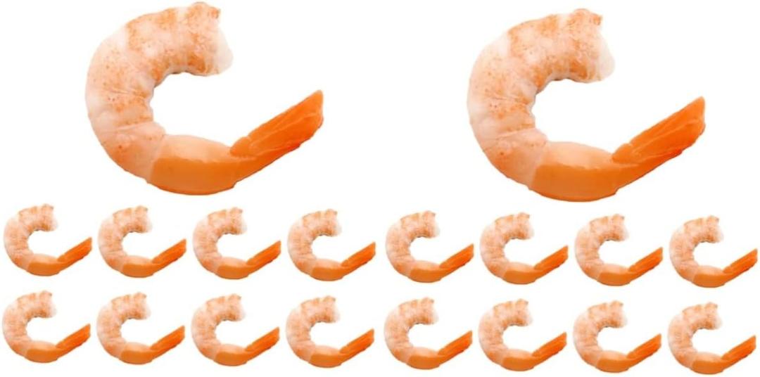 Toyvian 18 Pcs Artificial Shrimps: PVC Fake Shrimp Toy Model, Realistic Fake Food, Simulated Cooked Prawn, Lifelike Seafood Model for Home Kitchen Desktop Display Photography Props