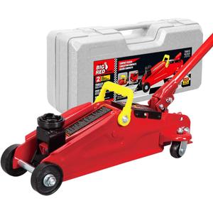 Big RED TAM82012 Torin Hydraulic Trolley Service/Floor Jack with Blow Mold Carrying Storage Case, 2 Ton (4,000 lb) Capacity, Red