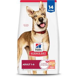 Hill's Science Diet Adult 1-6, Adult 1-6 Premium Nutrition, Dry Dog Food, Salmon & Brown Rice, 14 lb Bag, No BB Date Found