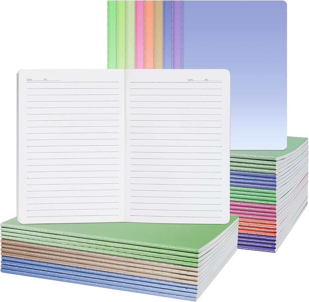 miikoul 36 Pack A5 Colorful Lined Notebook Bulk, Journals for Travelers 8''x5.6''college Ruled Composition Notebook, Writing Journal for School Office Business, 60 Pages/30 Sheets, 9 Color