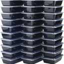 GoodCook Meal Prep Rectangle Single Compartment 30 units, Black, BPA Free