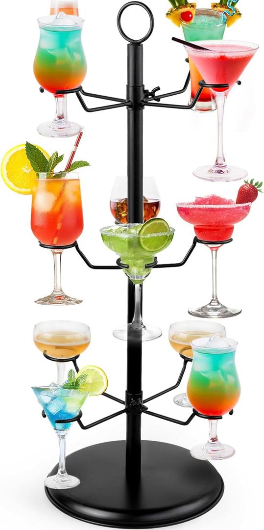 Cocktail Tree Stand Champagne Tower: 3 Tiers 12 Holders Drink Tower Wine Glass Holder Stand for Champagne, Cocktails, Martini, Margarita Cups at Weddings, Bridal Shower, Parties, Events, Party