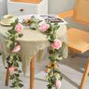 SUQ I OME 1 Pack of Artificial Rose Vine Flowers Garland Plants Fake Flower Vine for Wedding Home Garden Craft Art Decor Valentine's Day Mother's Day Party Decoratio,Pink