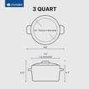 Daniks Standard 3 Quart Stainless Steel Stock Pot with Glass Lid, Tri-Ply Bottom for Even Heating, Induction Compatible, Dishwasher Safe, Built-In Measuring Scale, Silver
