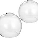 Handblown Clear Glass Globe Shade  1.65" Fitter Opening  Replacement Lamp Shade for Pendant Lights, Chandeliers, Wall Sconces, Vanity & Ceiling Fixtures (2 Pack)