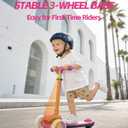 Kids Scooter for Toddlers Ages 2-5, 3 Wheel Scooter with Lean-to-Steer, Adjustable Handlebar, Anti-Slip Deck, Light-Up Wheels, Foldable First Scooter for Boys and Girls