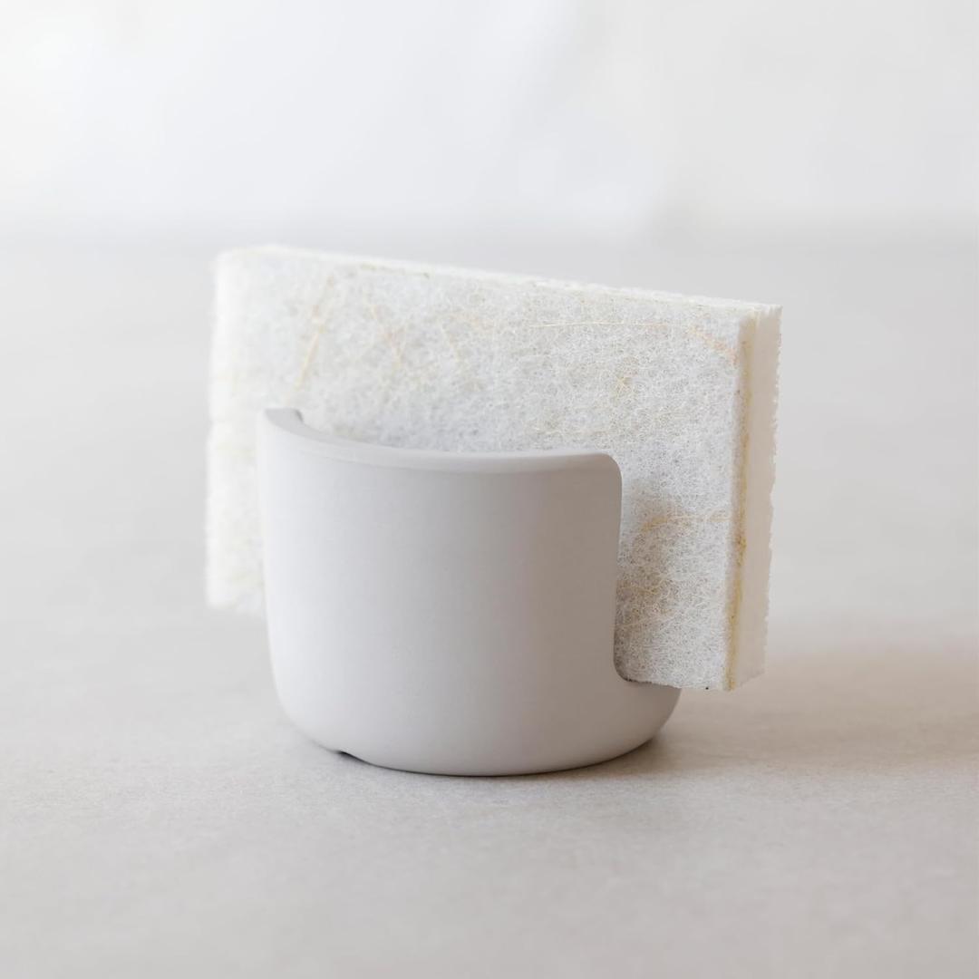 Selegna Diatomite Stone Sponge Caddy  Quick Drying Diatomaceous Earth Sink Organizer  Instant Drying Kitchen Sponge Holder for Sink  Compact Stone Sponge Holder (Small, Light Grey)