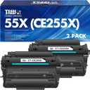 CE255X 55X Black Toner Cartridge P3015 55A CE255A M521dn Compatible for HP Laserjet P3015 Toner Cartridge Black for HP P3011 P3015d P3015x P3015dn P3016 Pro 500 MFP M521dw M521 M525 Printer (2-Pack)