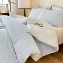 tohrisa Boho Comforter Set Twin Size - 2 Pieces Lightweight Jacquard Seersucker Bedding Sets (1 Soft Fluffy Grid Comforter & 1 Pillowcase) - All Seasons Cozy Modern Bed Set(68"x90" Sky Blue)