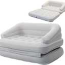Inflatable Sofa Bed for Camping, Pool Float Couch Outdoor Flocked Mattress Bed with Armrest, Full Size