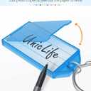 Uniclife 200 Pieces Key Tags 2 Inch Plastic Key Chain Tags with Ruled Blank Paper Labels Transparent Covers and Split Rings Sturdy Item Identifiers, 8 Colors